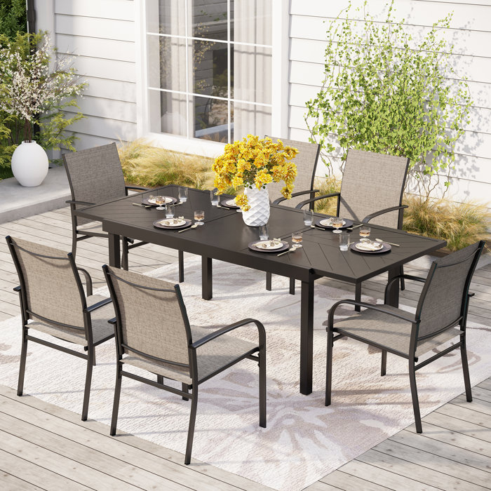 Alphamarts 6 Person Patio Outdoor Dining Set, One Rectangular